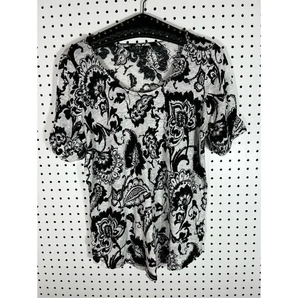 Lauren Ralph Lauren floral linen top size 1x